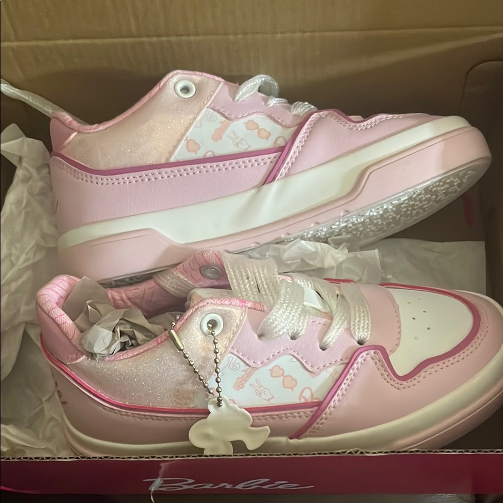 Barbie Pink and White Sneakers with Retro Design